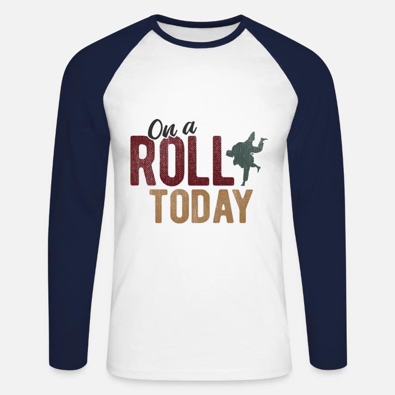 BJJ Jiu Jitsu - Unisex Baseballshirt langarm - Weiß/Navy