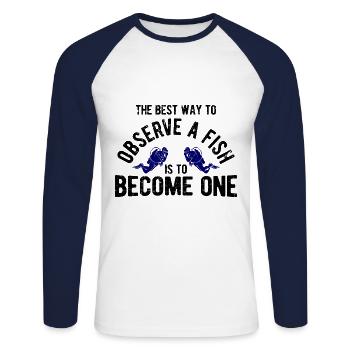 Apnoetaucher Freitaucher Taucher - Unisex Baseballshirt langarm - Weiß/Navy - Vorne - Nik (191cm)