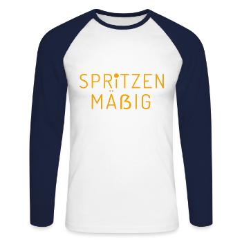 Spritzen Mäßig Aperölchen - Unisex Baseballshirt langarm - Weiß/Navy - Vorne - Nik (191cm)