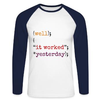 Software Ingenieur Informatiker Programmierer - Unisex Baseballshirt langarm - Weiß/Navy - Vorne - Nik (191cm)