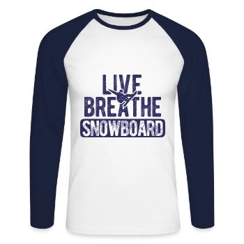 Snowboard Spruch für Snowboarder - Unisex Baseballshirt langarm - Weiß/Navy - Vorne - Nik (191cm)