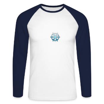 Schneeflocke - Unisex Baseballshirt langarm - Weiß/Navy - Vorne - Nik (191cm)
