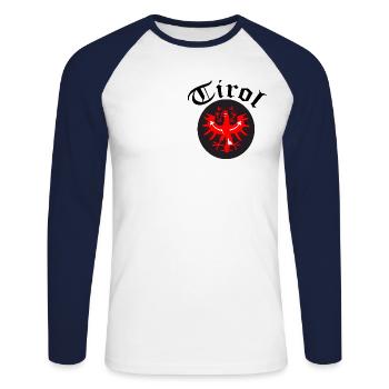 Tirol - Unisex Long Sleeve Baseball T-Shirt - white/navy - Front - Nik (191cm)