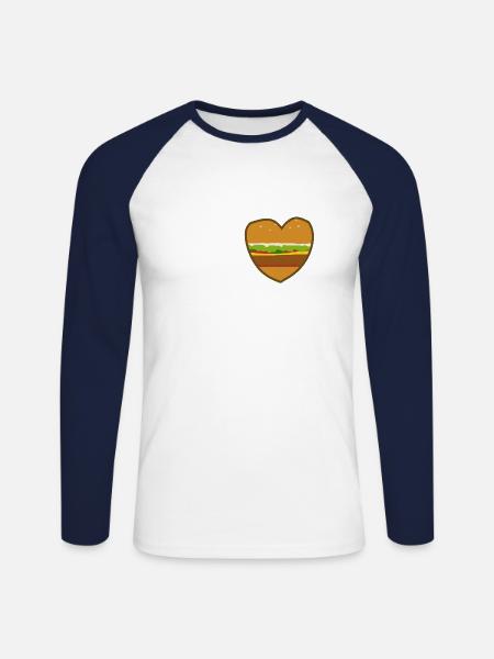 Burger Love - Unisex Long Sleeve Baseball T-Shirt - white/navy
