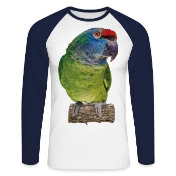 The red-backed amazon - Unisex Long Sleeve Baseball T-Shirt - white/navy - Front - Nik (191cm)