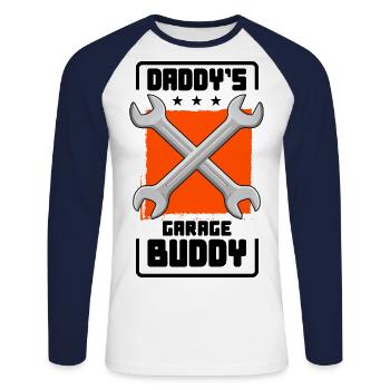 Daddy Garage Buddy Car Mechanic Vehicle Technician - Unisex Baseballshirt langarm - Weiß/Navy - Vorne - Nik (191cm)