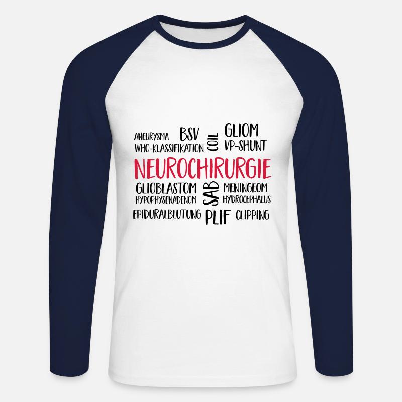 neurosurgery cloud - Unisex Long Sleeve Baseball T-Shirt - white/navy