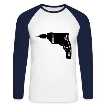 Drill - Unisex Long Sleeve Baseball T-Shirt - white/navy - Front - Nik (191cm)