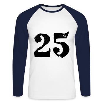 25 number jersey - Unisex Long Sleeve Baseball T-Shirt - white/navy - Front - Nik (191cm)
