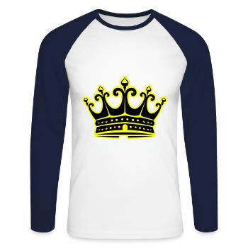 Krone Royal Symbol - Unisex Baseballshirt langarm - Weiß/Navy - Vorne - Nik (191cm)