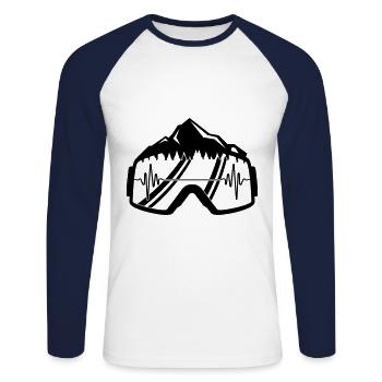 ski goggles pulse - Unisex Long Sleeve Baseball T-Shirt - white/navy - Front - Nik (191cm)
