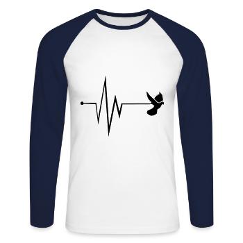 Pigeon Pulse - Unisex Long Sleeve Baseball T-Shirt - white/navy - Front - Nik (191cm)