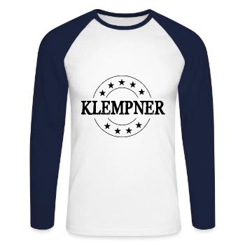 Klempner Beruf - Unisex Baseballshirt langarm - Weiß/Navy - Vorne - Nik (191cm)