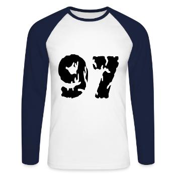 97 Number jersey - Unisex Long Sleeve Baseball T-Shirt - white/navy - Front - Nik (191cm)