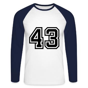 43 Symbole numérique - T-shirt baseball manches longues Homme - blanc/marine - Devant - Nik (191cm)