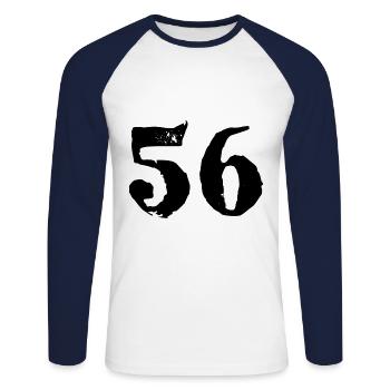 Maillot numéro 56 - T-shirt baseball manches longues Homme - blanc/marine - Devant - Nik (191cm)