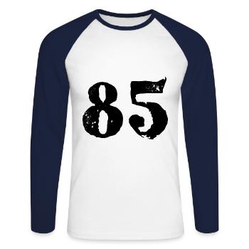 85 number jersey - Unisex Long Sleeve Baseball T-Shirt - white/navy - Front - Nik (191cm)