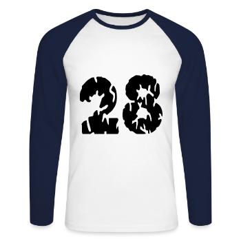 28 Number jersey - Unisex Long Sleeve Baseball T-Shirt - white/navy - Front - Nik (191cm)