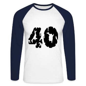 Maillot 40 numéros - T-shirt baseball manches longues Homme - blanc/marine - Devant - Nik (191cm)