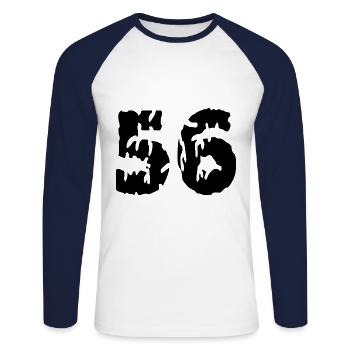 56 Maillot numéro - T-shirt baseball manches longues Homme - blanc/marine - Devant - Nik (191cm)