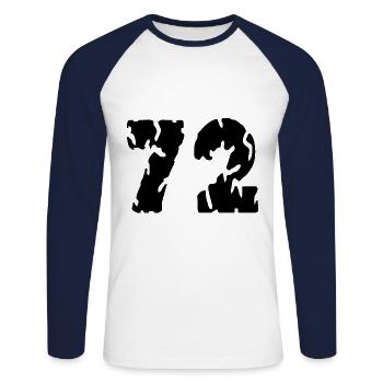 72 Zahl Trikot - Unisex Baseballshirt langarm - Weiß/Navy - Vorne - Nik (191cm)