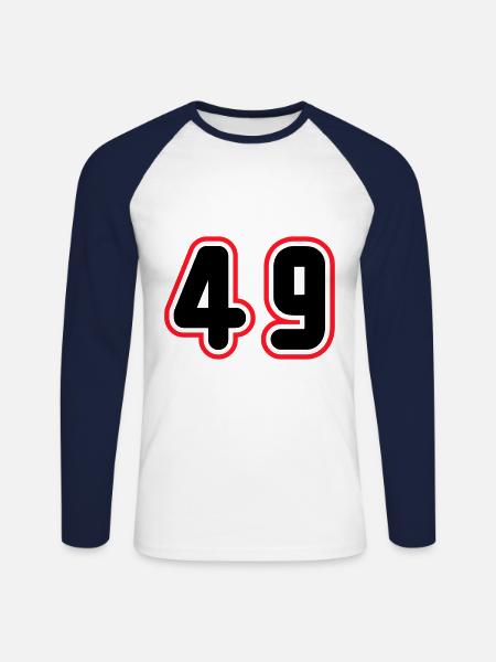 49 Number number - Unisex Long Sleeve Baseball T-Shirt - white/navy