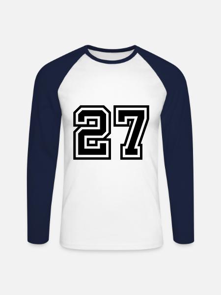 Symbole numérique 27 - T-shirt baseball manches longues Homme - blanc/marine