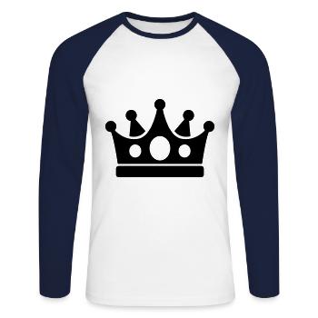 Symbole de la couronne - T-shirt baseball manches longues Homme - blanc/marine - Devant - Nik (191cm)