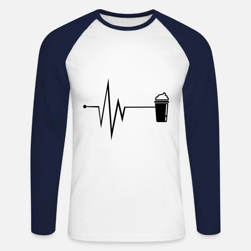 Kaffee Icon Puls - Unisex Baseballshirt langarm - Weiß/Navy