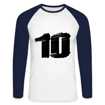 10 Zahl Trikot - Unisex Baseballshirt langarm - Weiß/Navy - Vorne - Nik (191cm)