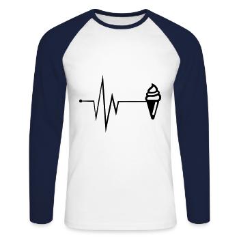 Eis Icon puls - Unisex Baseballshirt langarm - Weiß/Navy - Vorne - Nik (191cm)