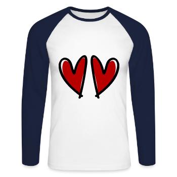 Hearts Love Symbol - Unisex Long Sleeve Baseball T-Shirt - white/navy - Front - Nik (191cm)