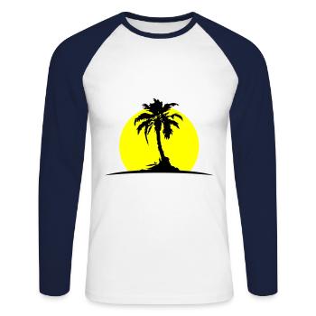 Soleil de Palm Island - T-shirt baseball manches longues Homme - blanc/marine - Devant - Nik (191cm)