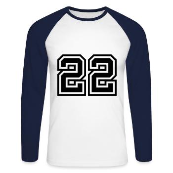 22 number symbol - Unisex Long Sleeve Baseball T-Shirt - white/navy - Front - Nik (191cm)