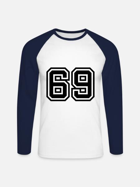 Symbole numérique 69 - T-shirt baseball manches longues Homme - blanc/marine