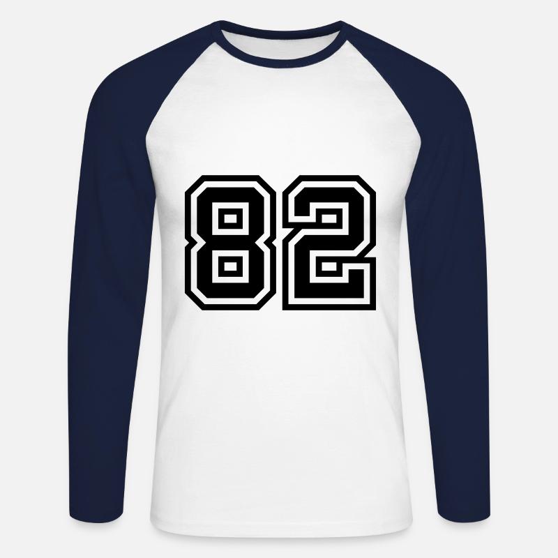 82 number symbol - Unisex Long Sleeve Baseball T-Shirt - white/navy