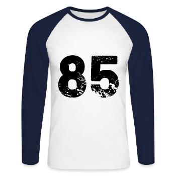 85 number jersey - Unisex Long Sleeve Baseball T-Shirt - white/navy - Front - Nik (191cm)
