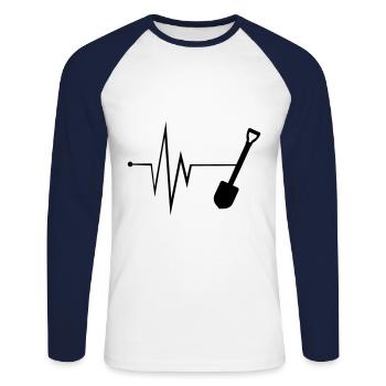 Shovel Pulse Silhouette - Unisex Long Sleeve Baseball T-Shirt - white/navy - Front - Nik (191cm)