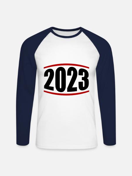 2023 year - Unisex Long Sleeve Baseball T-Shirt - white/navy