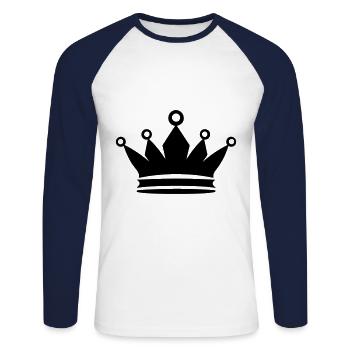 Crown Icon Symbol - Unisex Long Sleeve Baseball T-Shirt - white/navy - Front - Nik (191cm)