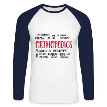 orthopédie - T-shirt baseball manches longues Homme - blanc/marine - Devant - Nik (191cm)