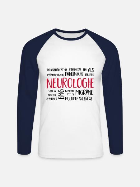 neurologie - Unisex Baseballshirt langarm - Weiß/Navy