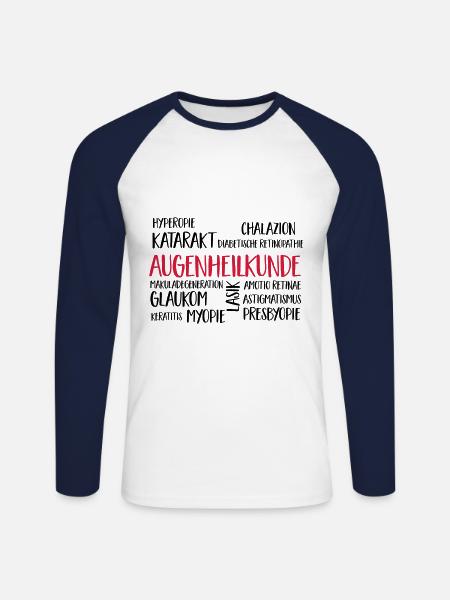augenheilkunde - Unisex Baseballshirt langarm - Weiß/Navy