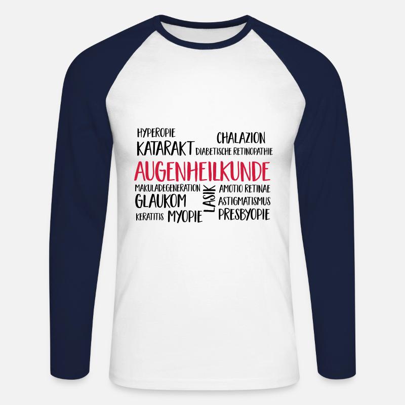 augenheilkunde - Unisex Baseballshirt langarm - Weiß/Navy
