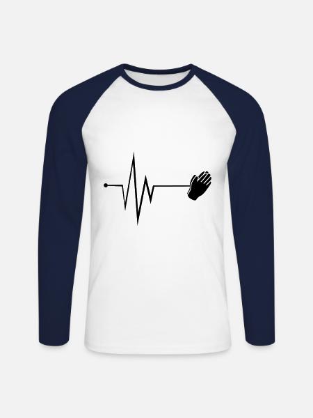 Pulse Hands Icon - Unisex Long Sleeve Baseball T-Shirt - white/navy