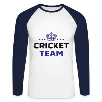Cricket Team - Unisex Baseballshirt langarm - Weiß/Navy - Vorne - Nik (191cm)