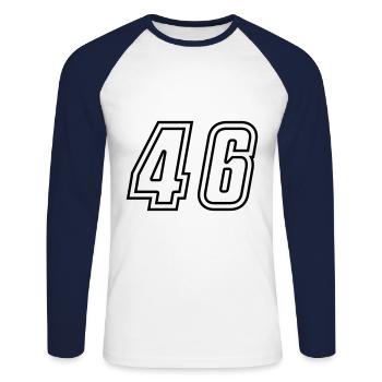 46 Number number - Unisex Long Sleeve Baseball T-Shirt - white/navy - Front - Nik (191cm)