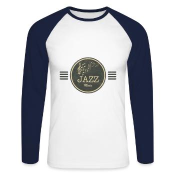 Jazz music - Unisex Long Sleeve Baseball T-Shirt - white/navy - Front - Nik (191cm)