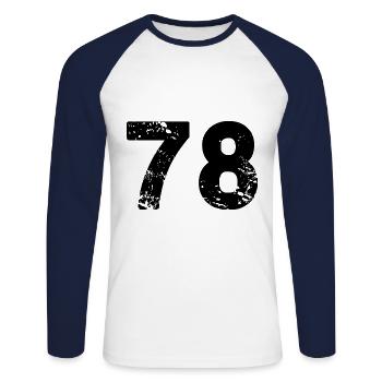 Maillot numéro 78 - T-shirt baseball manches longues Homme - blanc/marine - Devant - Nik (191cm)