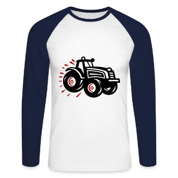 Traktor Landwirt Silhouette Farmer - Unisex Baseballshirt langarm - Weiß/Navy - Vorne - Nik (191cm)